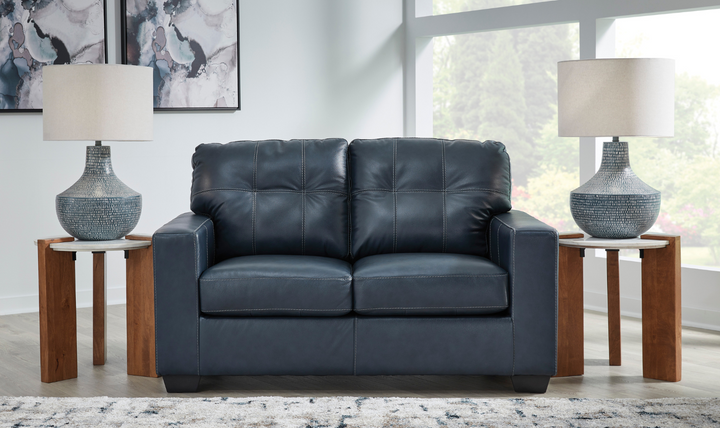 Modern Heritage Santorine Leather Loveseat with Track Arms-jennifer furniture