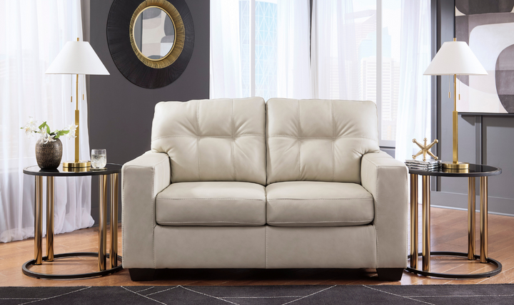 Modern Heritage Santorine Leather Loveseat with Track Arms-jennifer furniture