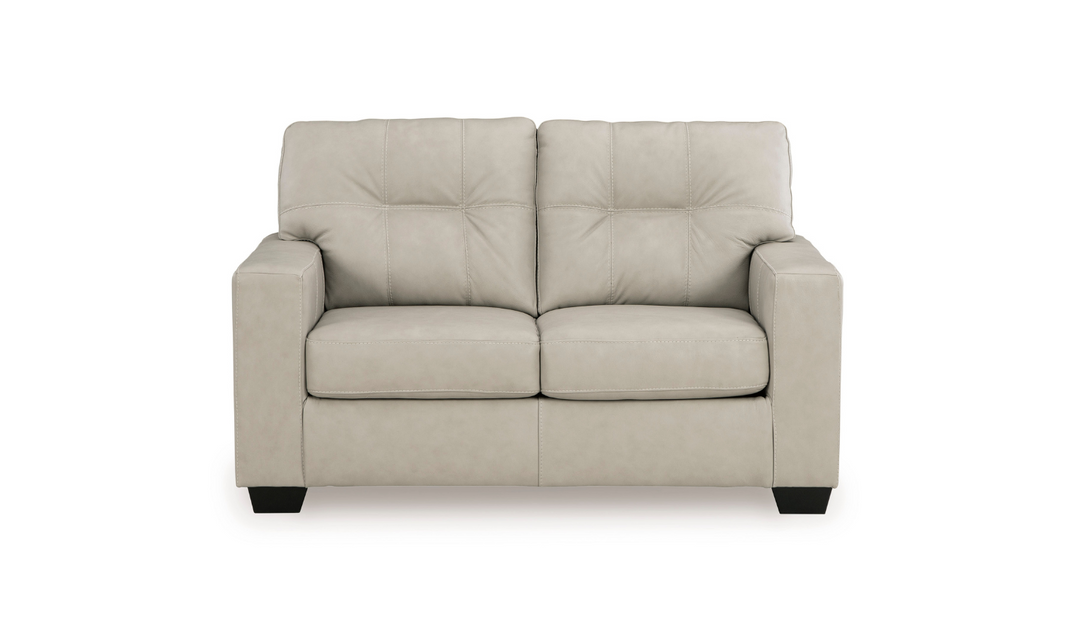 Modern Heritage Santorine Leather Loveseat with Track Arms
