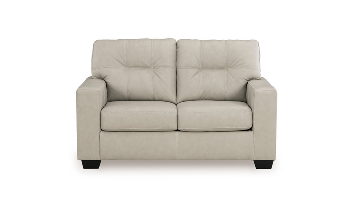 Modern Heritage Santorine Leather Loveseat with Track Arms