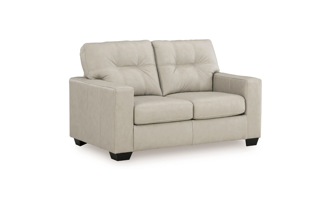 Modern Heritage Santorine Leather Loveseat with Track Arms