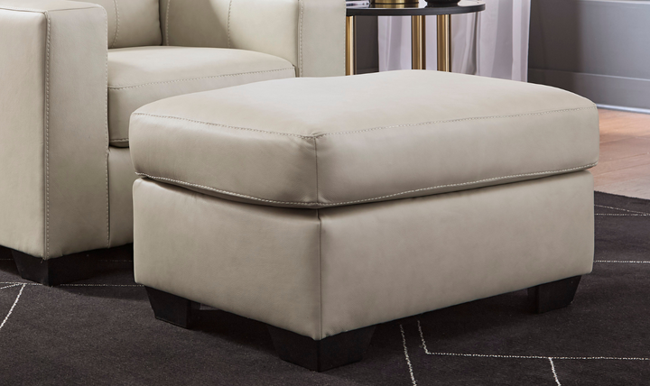 Modern Heritage Santorine Leather Ottoman with Faux Leather Finish-jennifer furniture