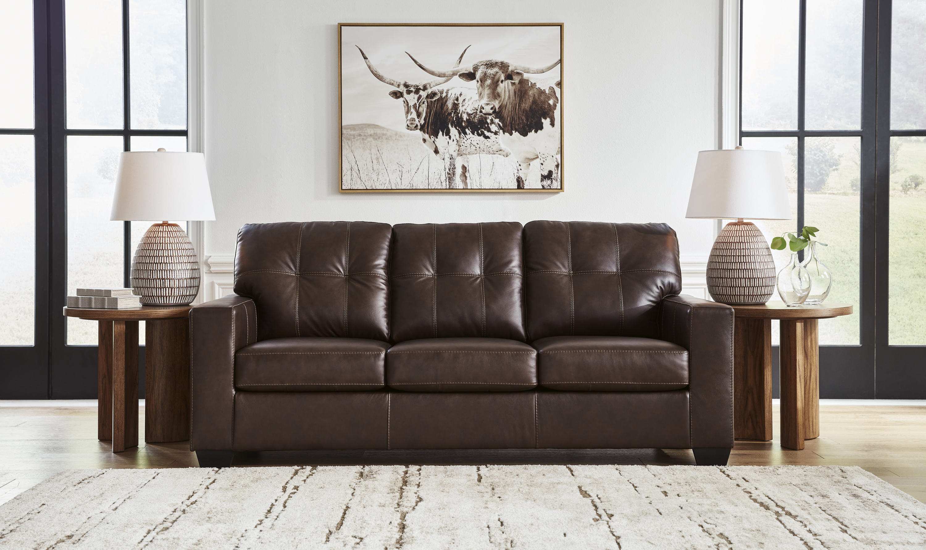 Modern Heritage Santorine Tufted Leather Queen Sleeper Sofa-jennifer Furniture