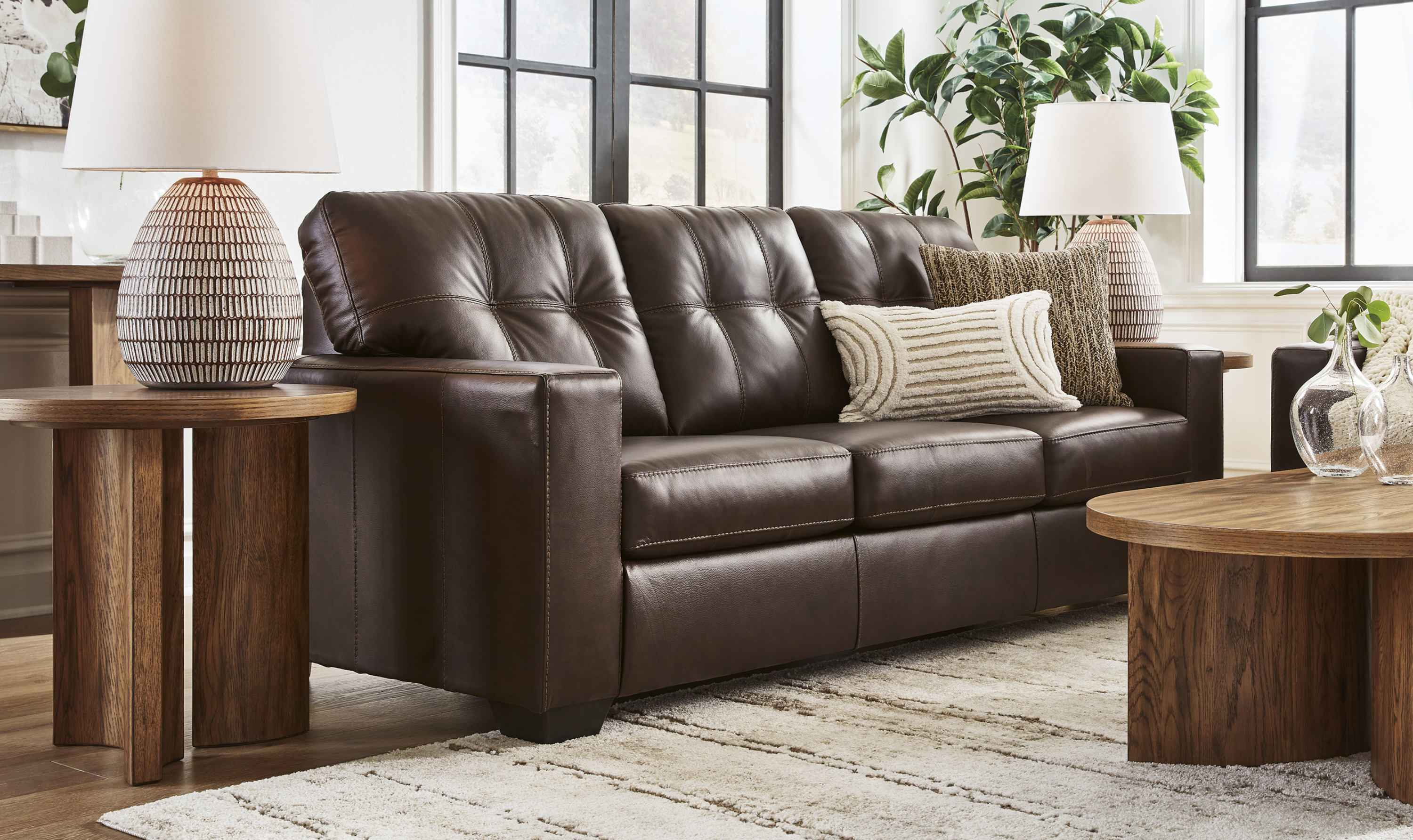 Modern Heritage Santorine Tufted Leather Queen Sleeper Sofa-jennifer Furniture