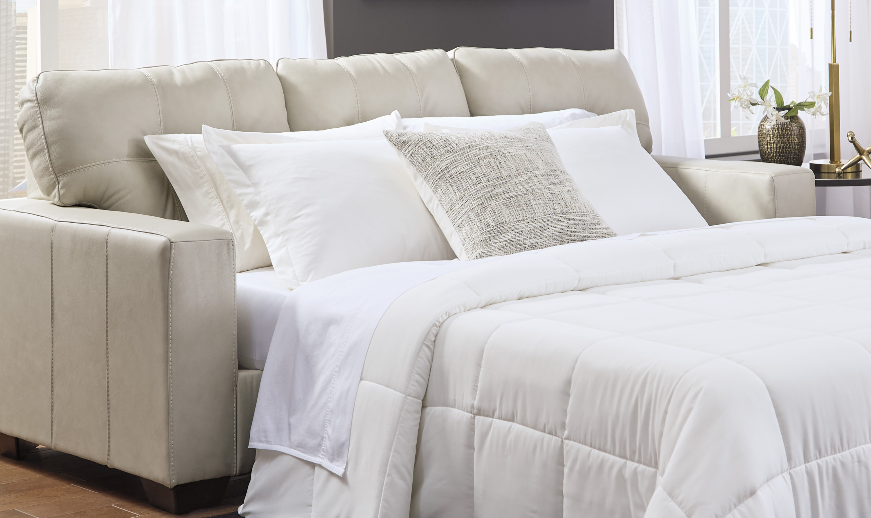 Modern Heritage Santorine Tufted Leather Queen Sleeper Sofa-jennifer Furniture