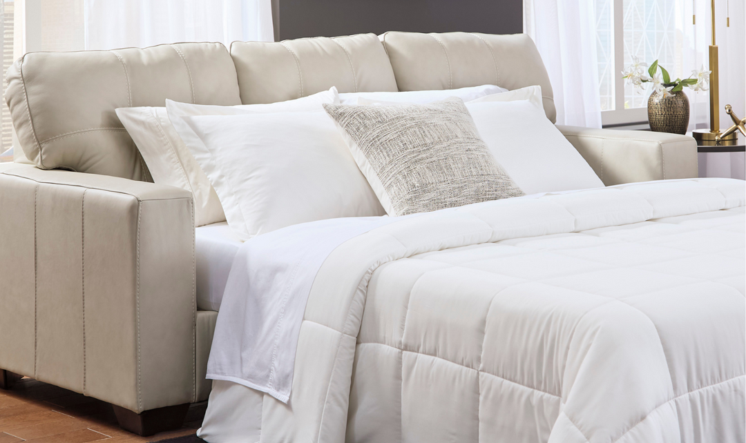 Santorine Tufted Queen Sofa Sleeper in Leather-Jennifer Furniture