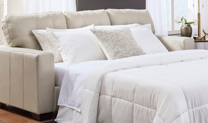Santorine Tufted Queen Sofa Sleeper in Leather-Jennifer Furniture