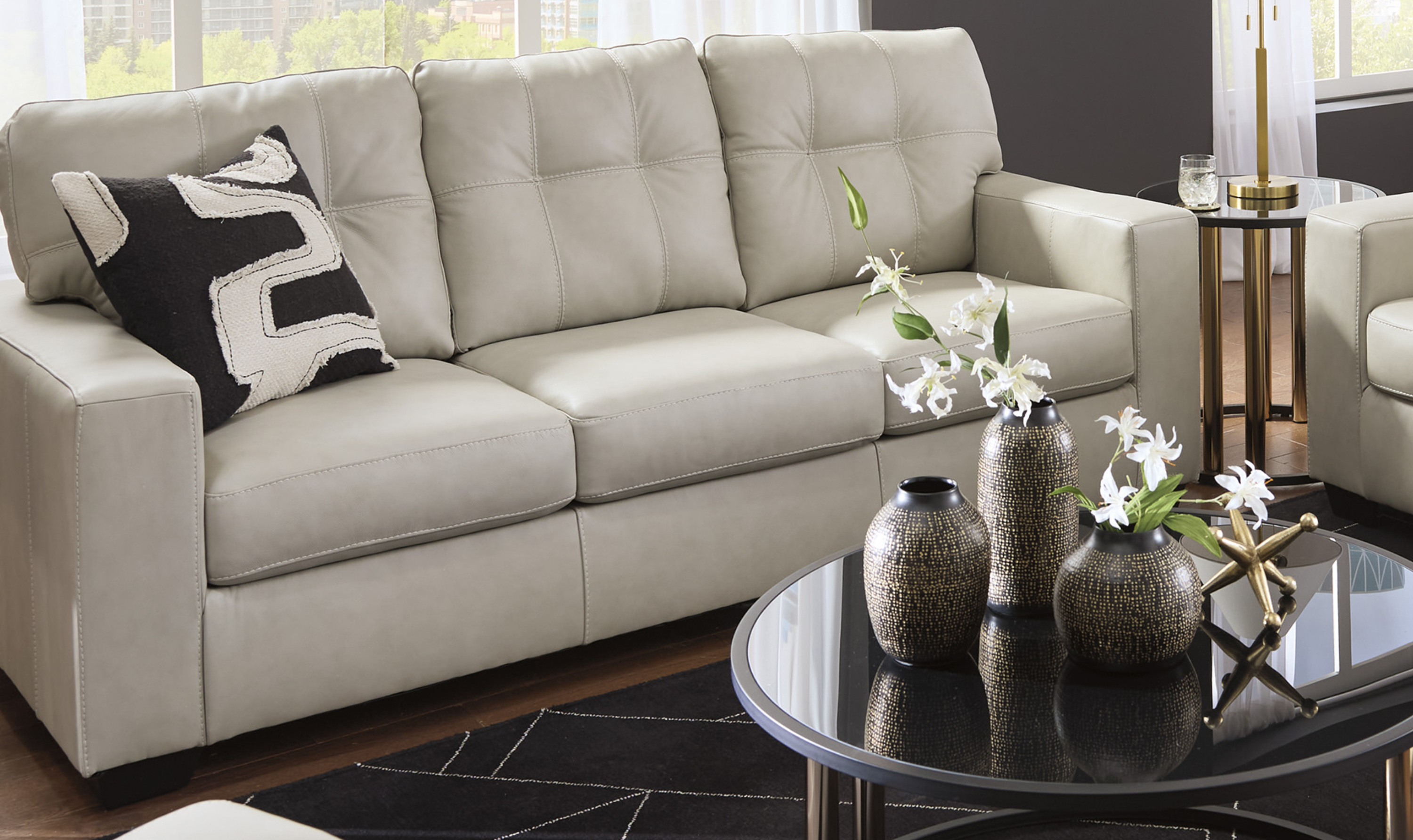 Modern Heritage Santorine Tufted Leather Queen Sleeper Sofa-jennifer Furniture