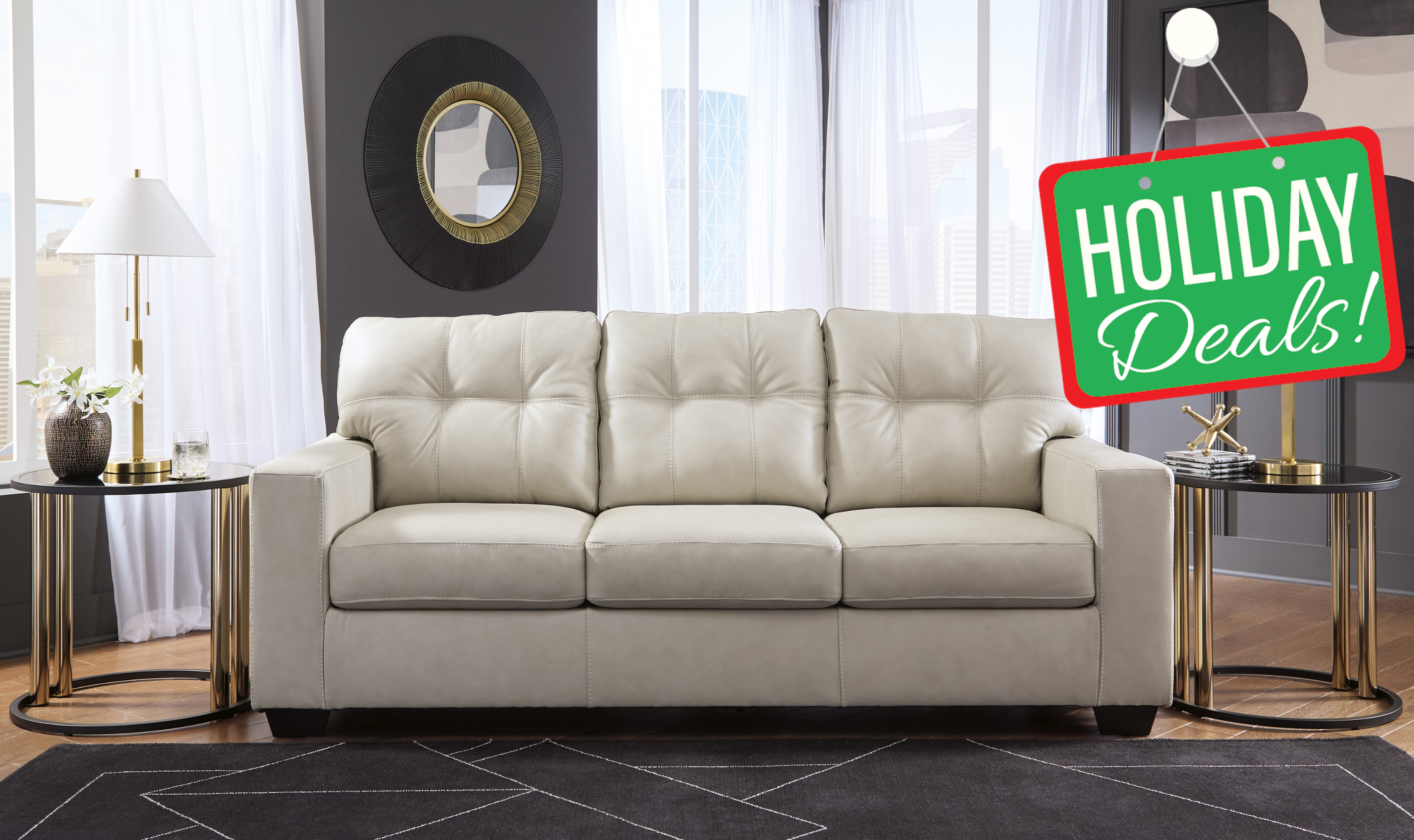 Modern Heritage Santorine Tufted Leather Queen Sleeper Sofa-jennifer Furniture