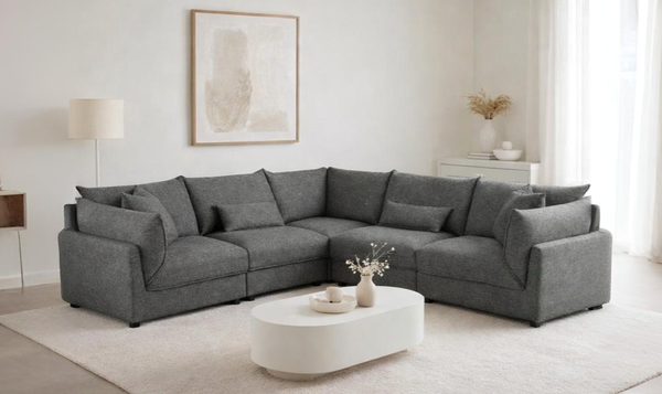 Modern Heritage Sasha Black Fabric Modular Sectional Sofa