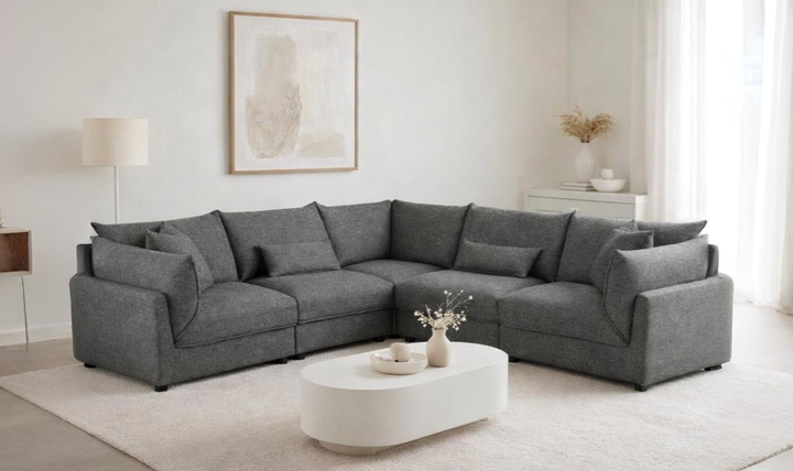 Modern Heritage Sasha Black Fabric Modular Sectional Sofa