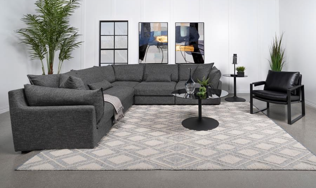 Modern Heritage Sasha Black Fabric Modular Sectional Sofa