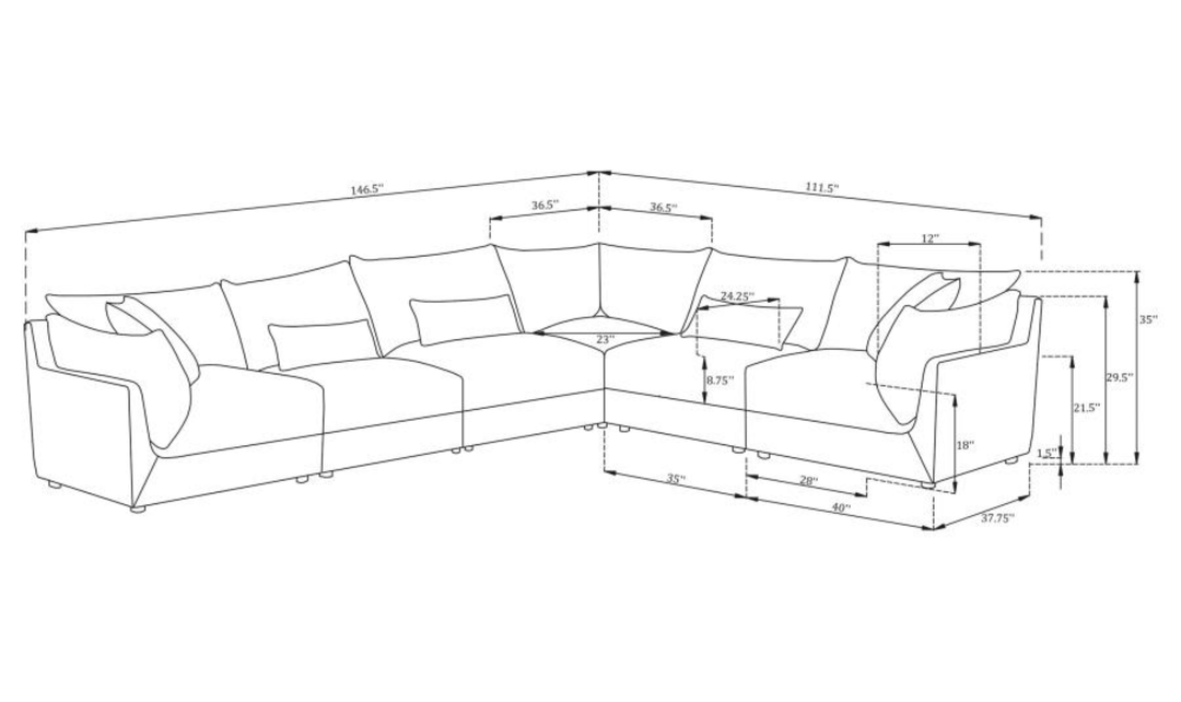 Modern Heritage Sasha Black Fabric Modular Sectional Sofa