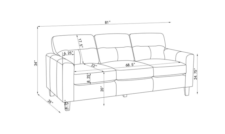 Modern Heritage Scotland Faux Leather 3-Seater Sofa With Track Arms