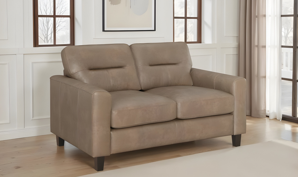 Modern Heritage Scotland Faux Leather Loveseat With Track Arms-Jennifer