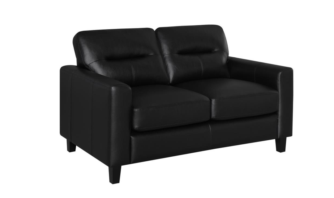 Modern Heritage Scotland Faux Leather Loveseat With Track Arms-Jennifer
