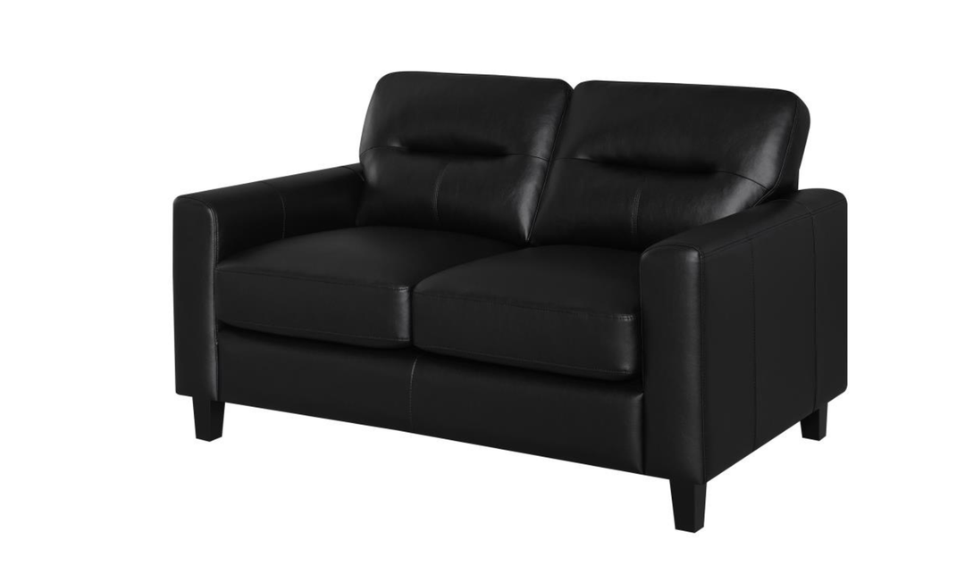 Modern Heritage Scotland Faux Leather Loveseat With Track Arms-Jennifer