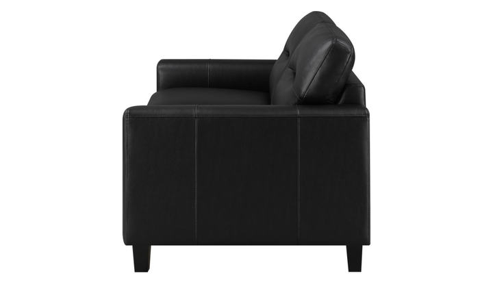 Modern Heritage Scotland Faux Leather Loveseat With Track Arms-Jennifer