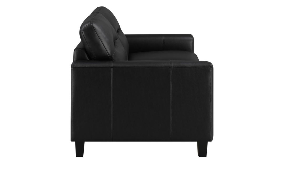 Modern Heritage Scotland Faux Leather Loveseat With Track Arms-Jennifer