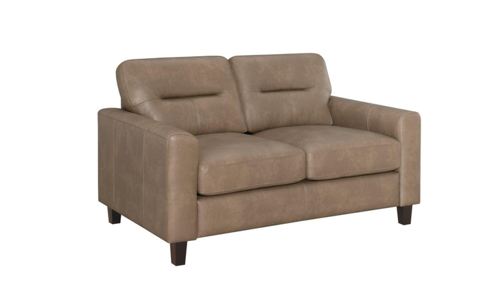 Modern Heritage Scotland Faux Leather Loveseat With Track Arms-Jennifer