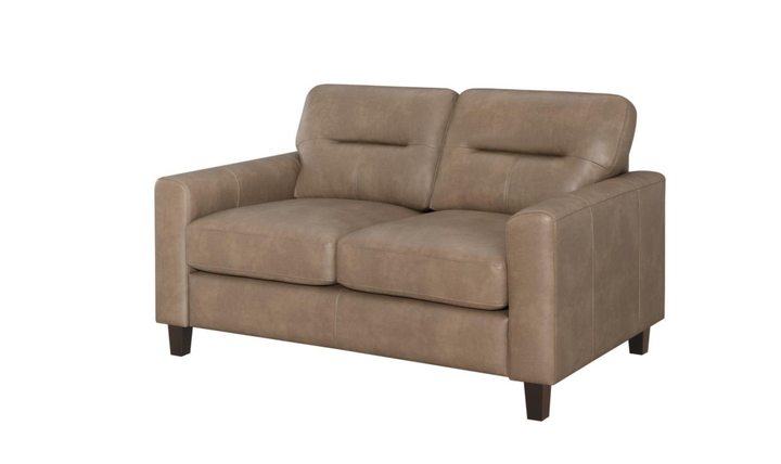 Modern Heritage Scotland Faux Leather Loveseat With Track Arms-Jennifer