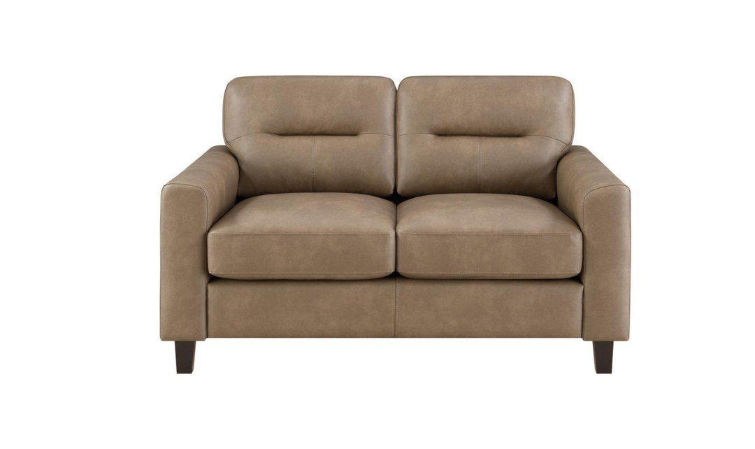 Modern Heritage Scotland Faux Leather Loveseat With Track Arms-Jennifer