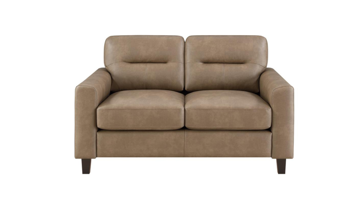 Modern Heritage Scotland Faux Leather Loveseat With Track Arms-Jennifer