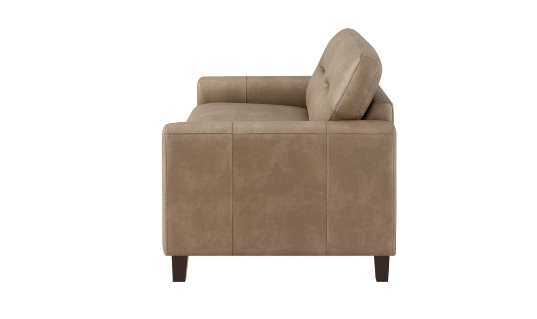 Modern Heritage Scotland Faux Leather Loveseat With Track Arms-Jennifer