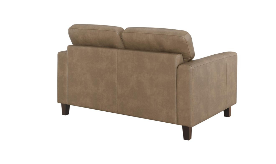Modern Heritage Scotland Faux Leather Loveseat With Track Arms-Jennifer