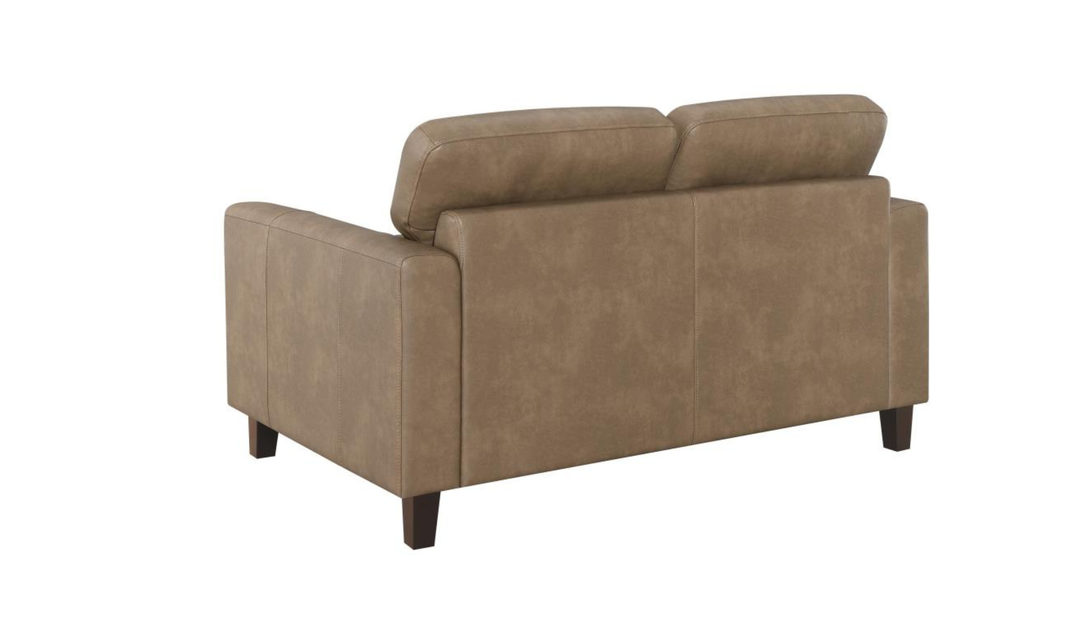 Modern Heritage Scotland Faux Leather Loveseat With Track Arms-Jennifer