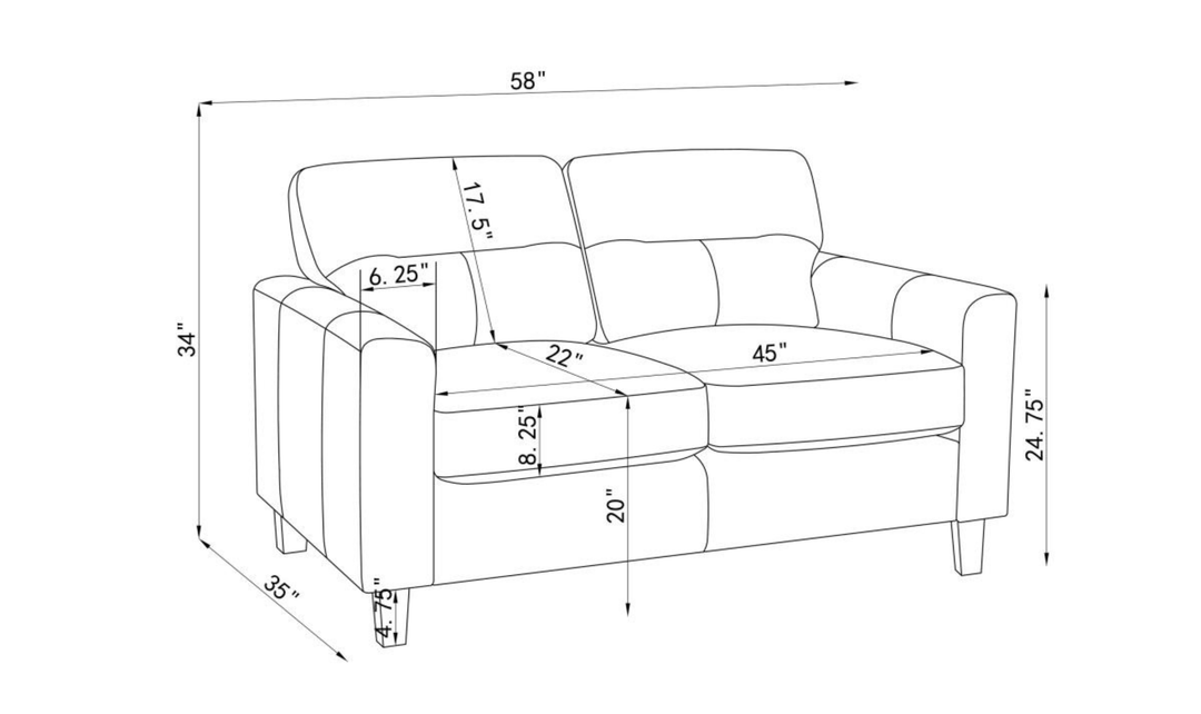 Modern Heritage Scotland Faux Leather Loveseat With Track Arms-Jennifer