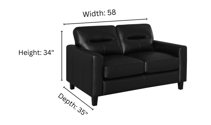 Modern Heritage Scotland Faux Leather Loveseat With Track Arms-Jennifer