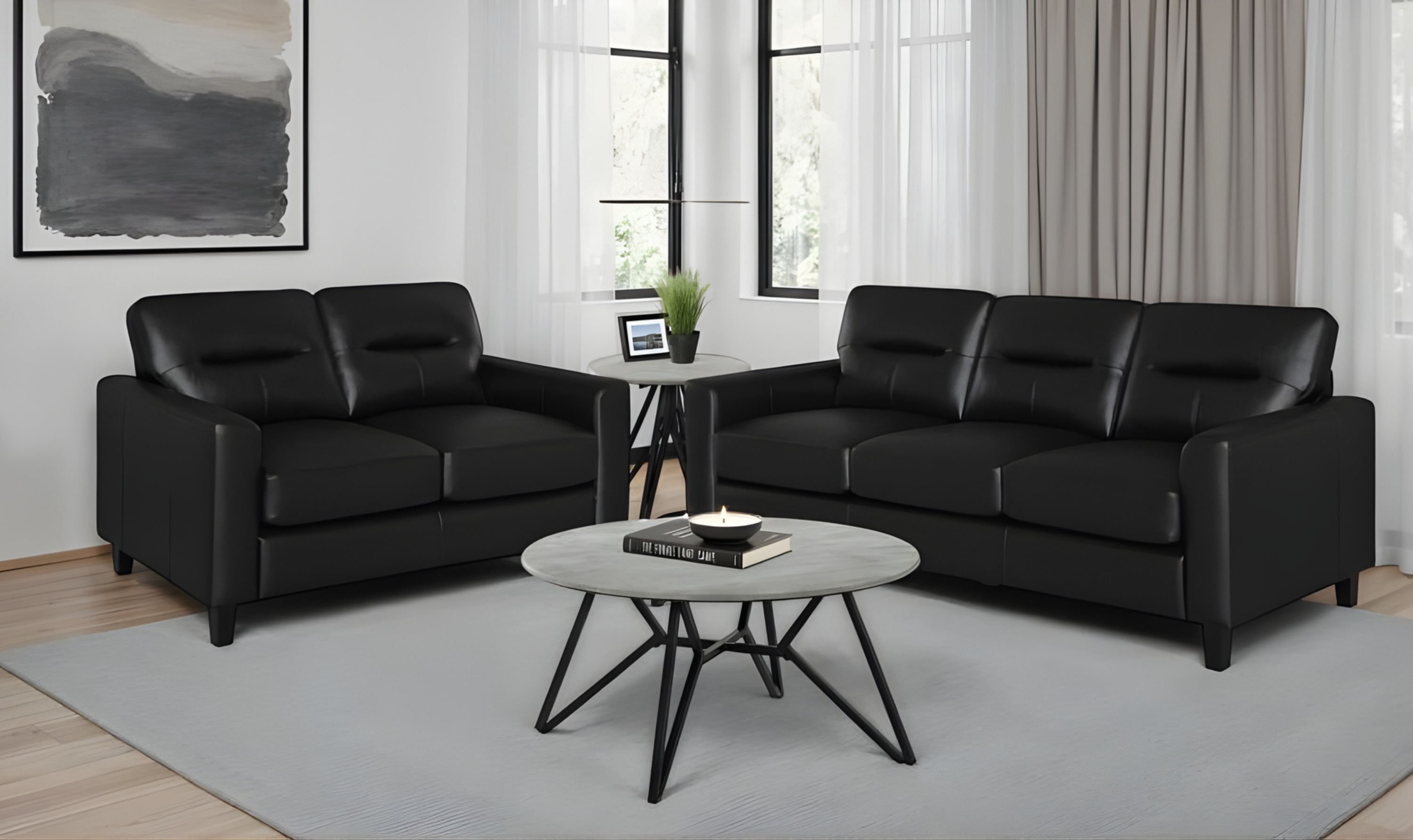 Modern Heritage Scotland Faux Leather Living Room Set