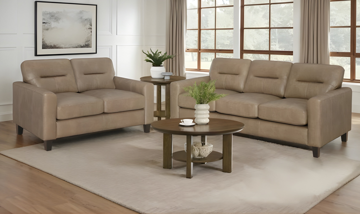 Modern Heritage Scotland Faux Leather Loveseat With Track Arms-Jennifer