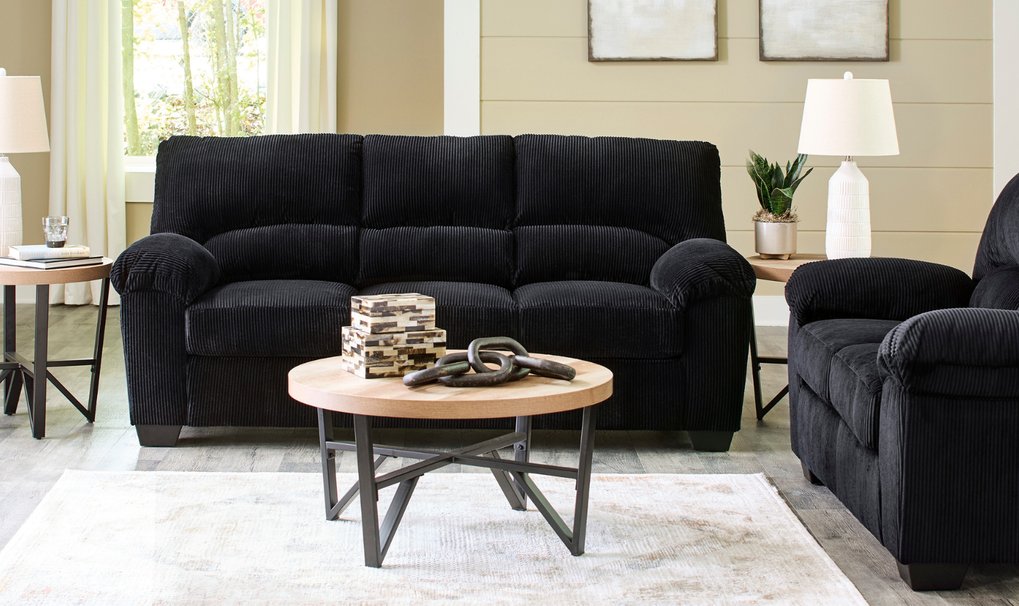 Modern Heritage SimpleJoy Fabric 3-Seater Sofa With Pillow Arms