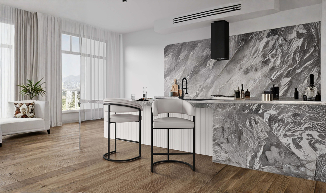 Manhattan Comfort Augusta Metal Upholstered Counter Stool-Jennifer Furniture
