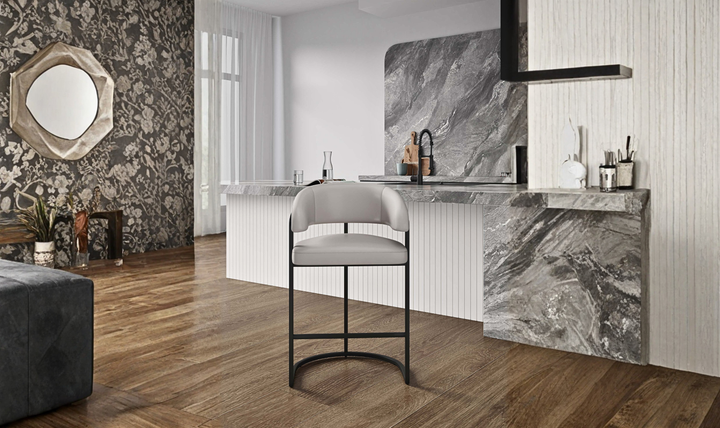 Manhattan Comfort Augusta Metal Upholstered Counter Stool-Jennifer Furniture