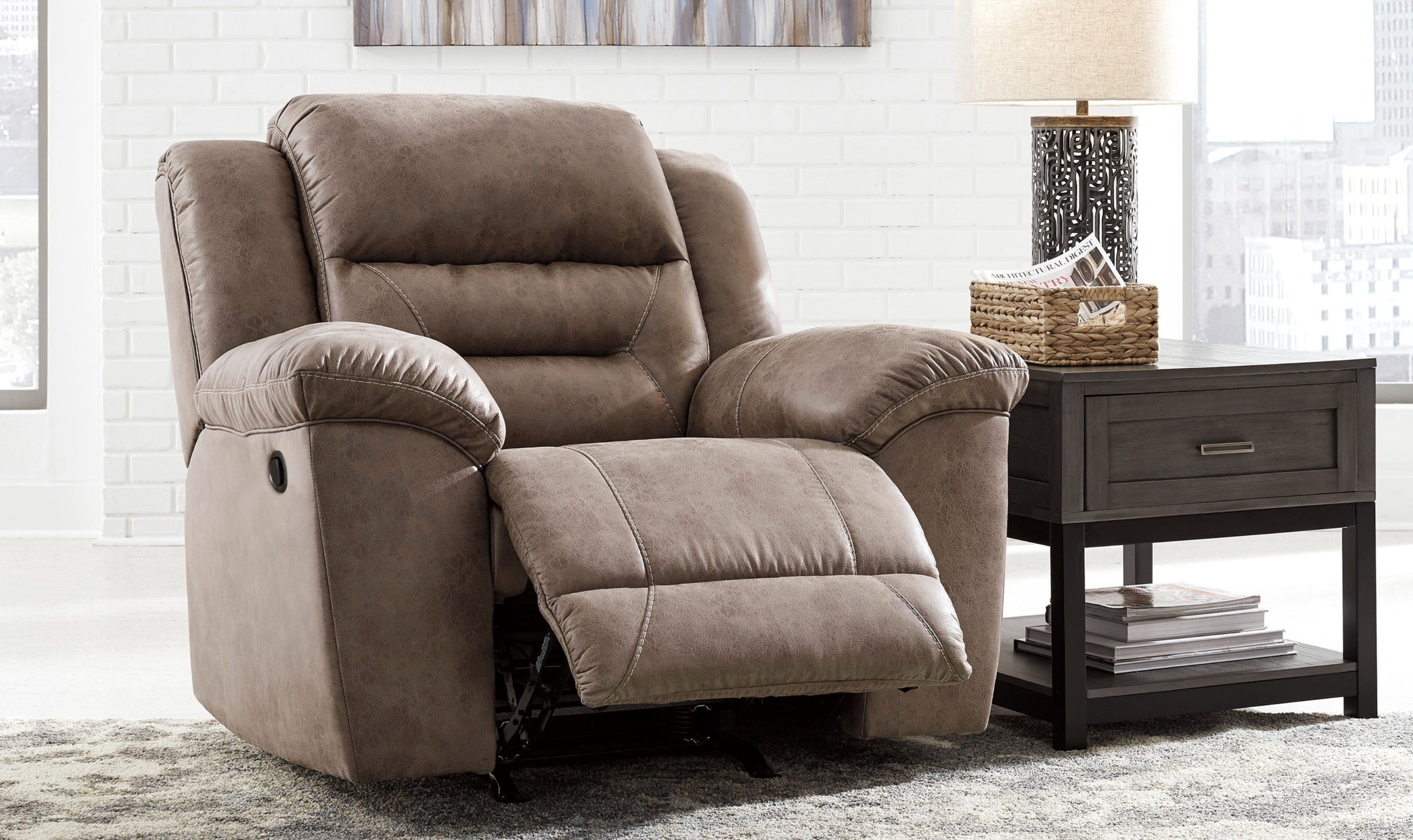 Modern Heritage Stoneland Leather Recliner Chair-Jennifer Furniture