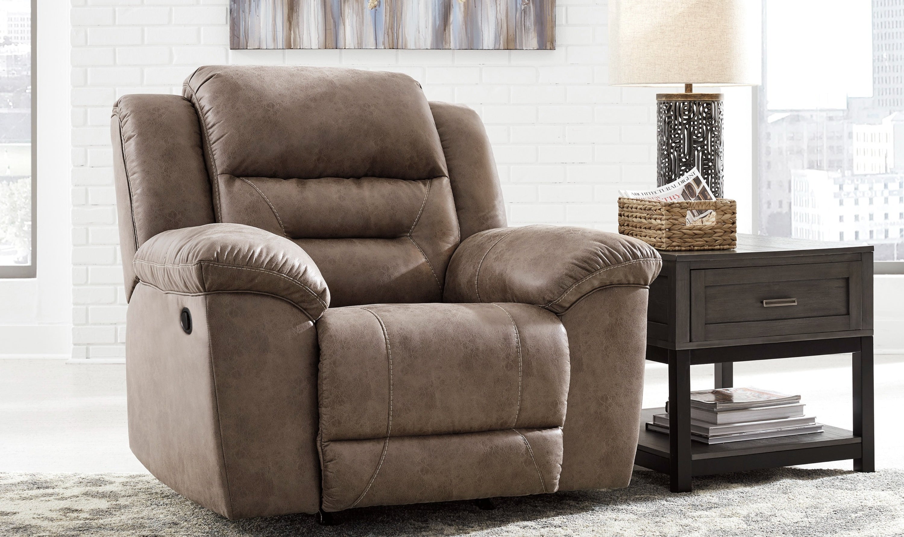 Modern Heritage Stoneland Leather Recliner Chair-Jennifer Furniture