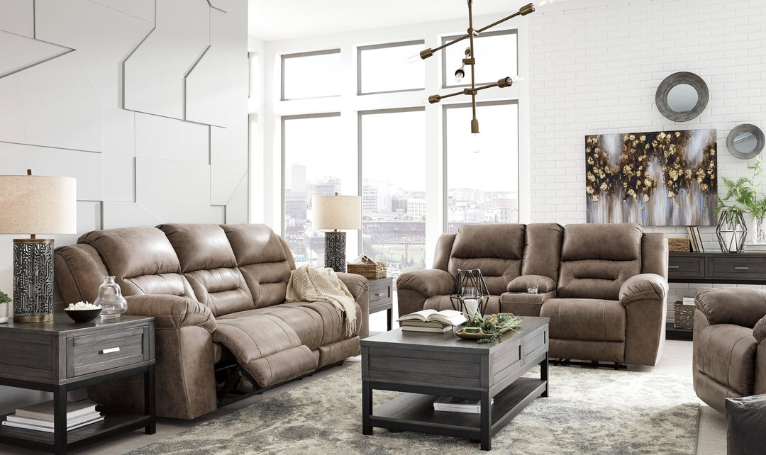 Modern Heritage Stoneland Power Reclining Leather Living Room Set-Jennifer Furniture