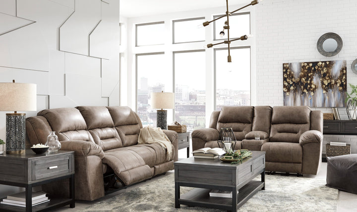 Modern Heritage Stoneland Power Reclining Leather Living Room Set-Jennifer Furniture