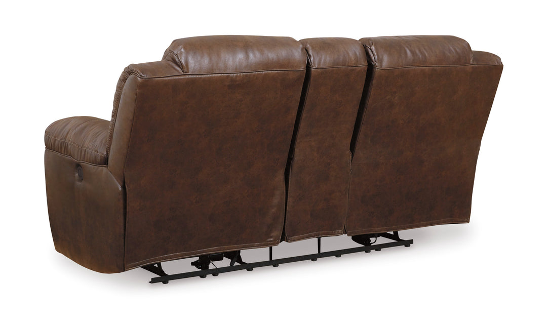 Modern Heritage Stoneland Power Reclining Leather Loveseat With Console-Jennifer Furniture