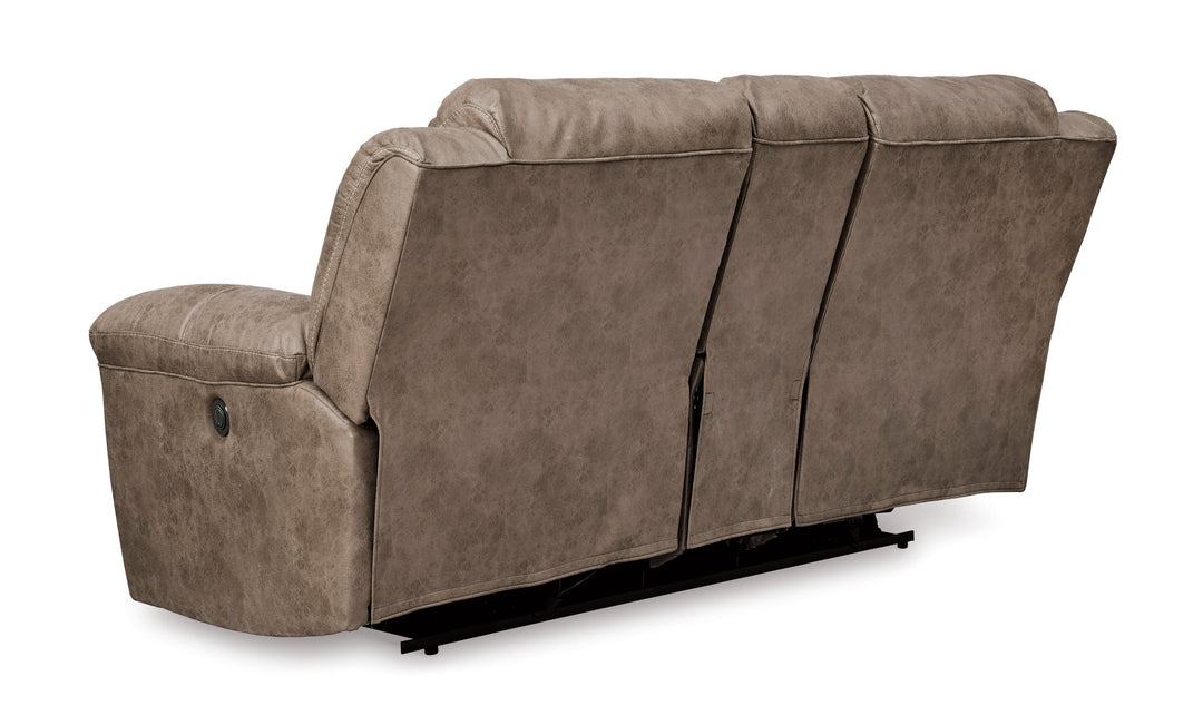 Modern Heritage Stoneland Power Reclining Leather Loveseat With Console-Jennifer Furniture