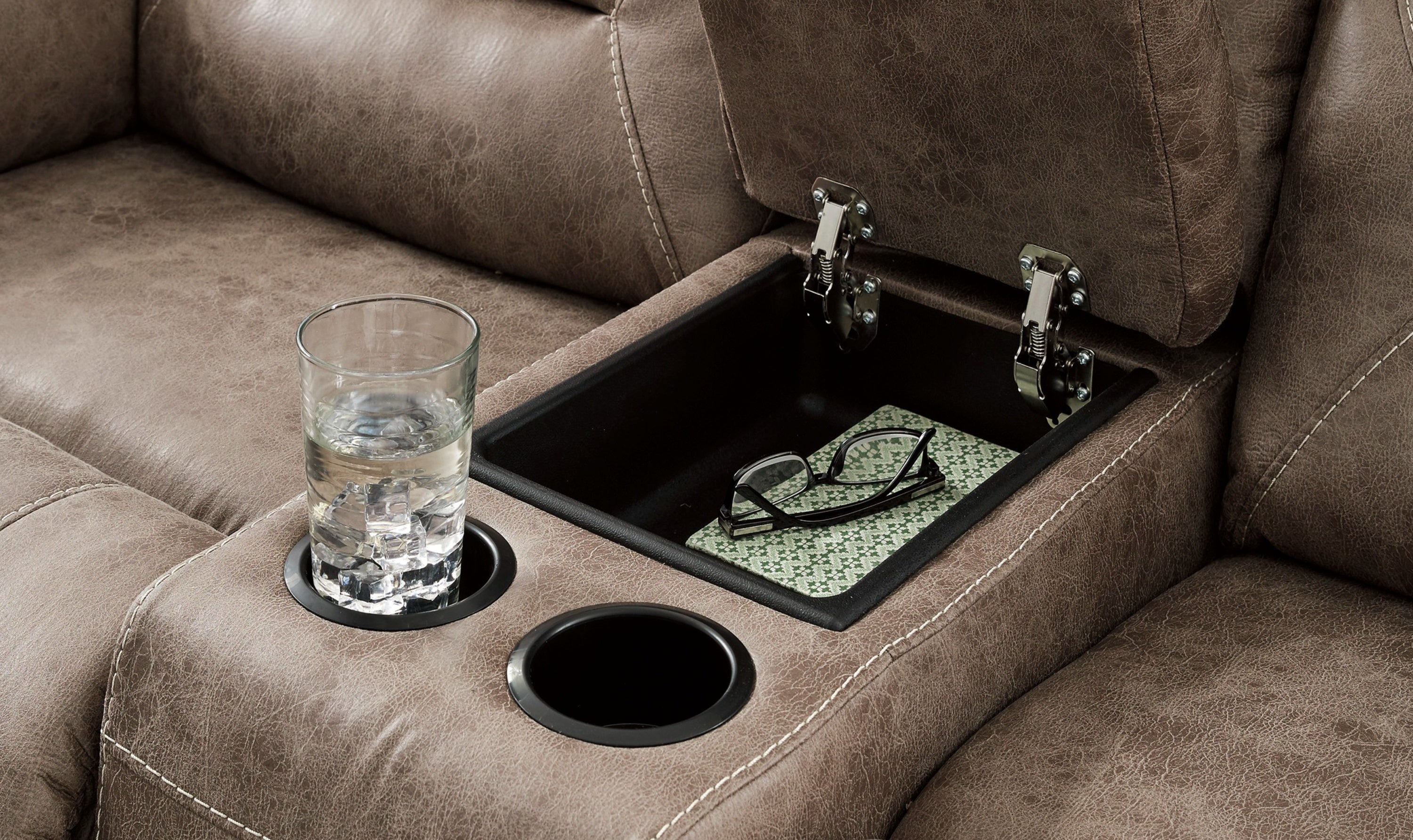 Modern Heritage Stoneland Power Reclining Leather Loveseat With Console-Jennifer Furniture