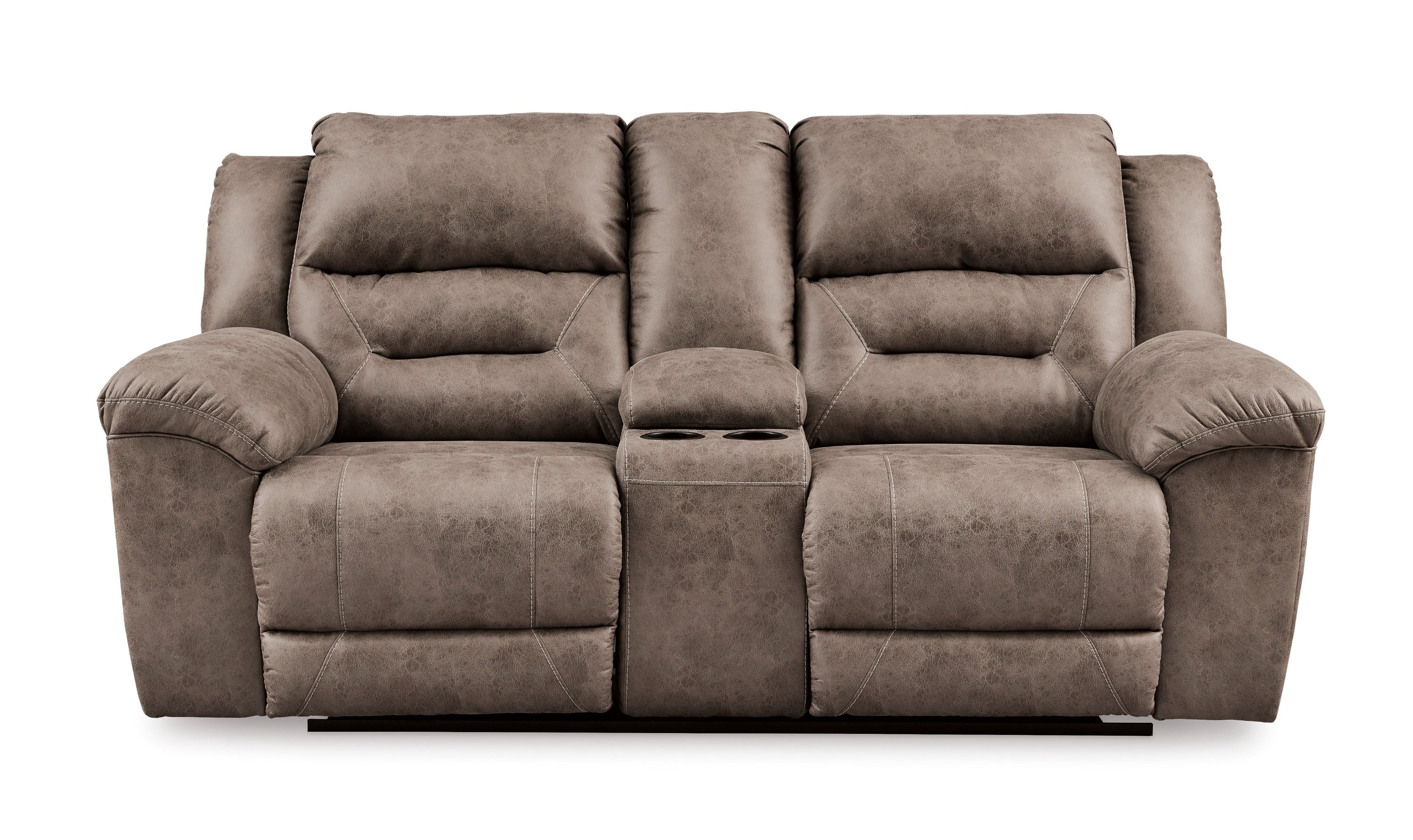 Modern Heritage Stoneland Power Reclining Leather Loveseat With Console-Jennifer Furniture