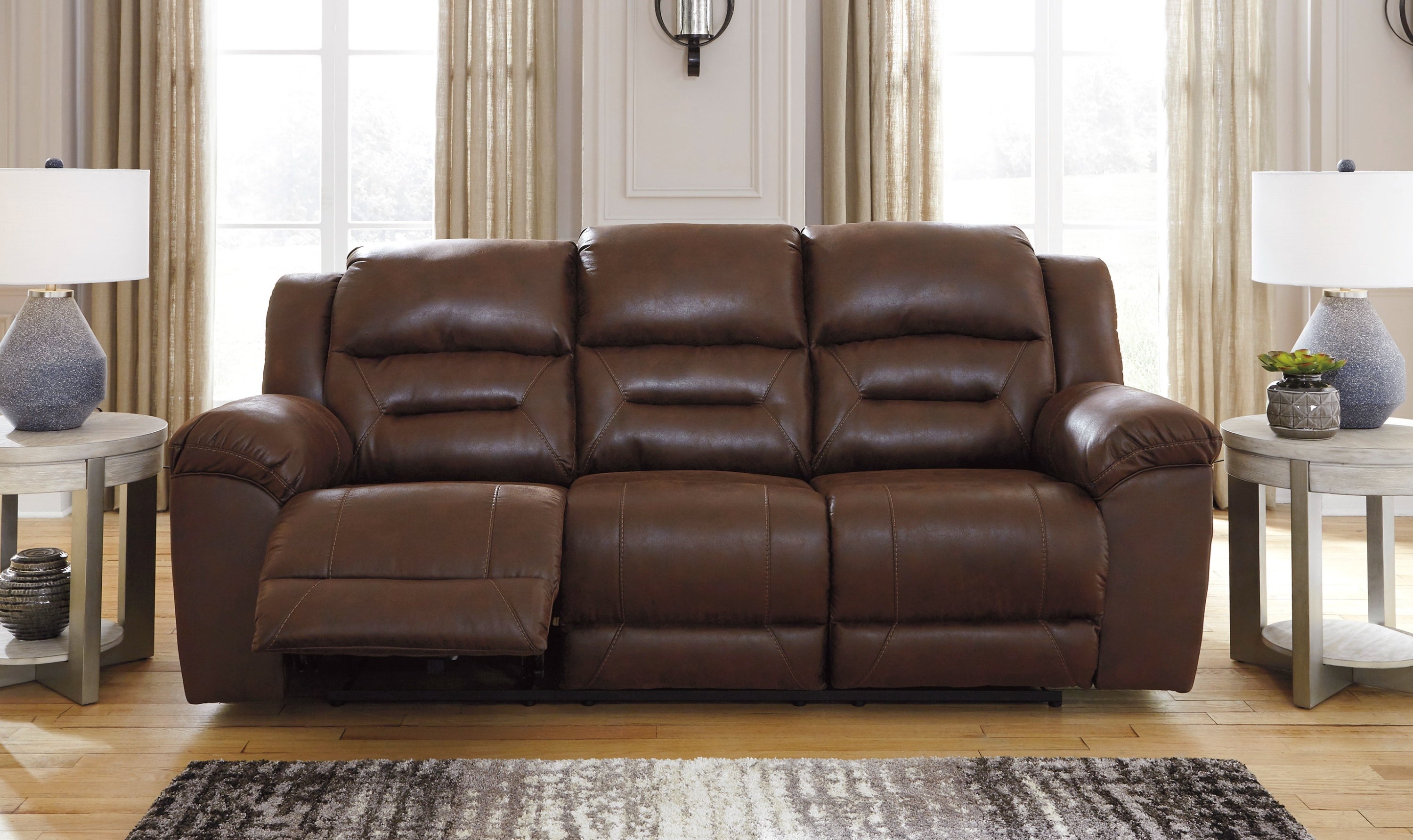 Modern Heritage Stoneland Power Reclining Leather Living Room Set-Jennifer Furniture