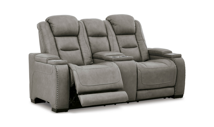 Modern Heritage The Man-Den Gray Leather Power-Reclining Living Set