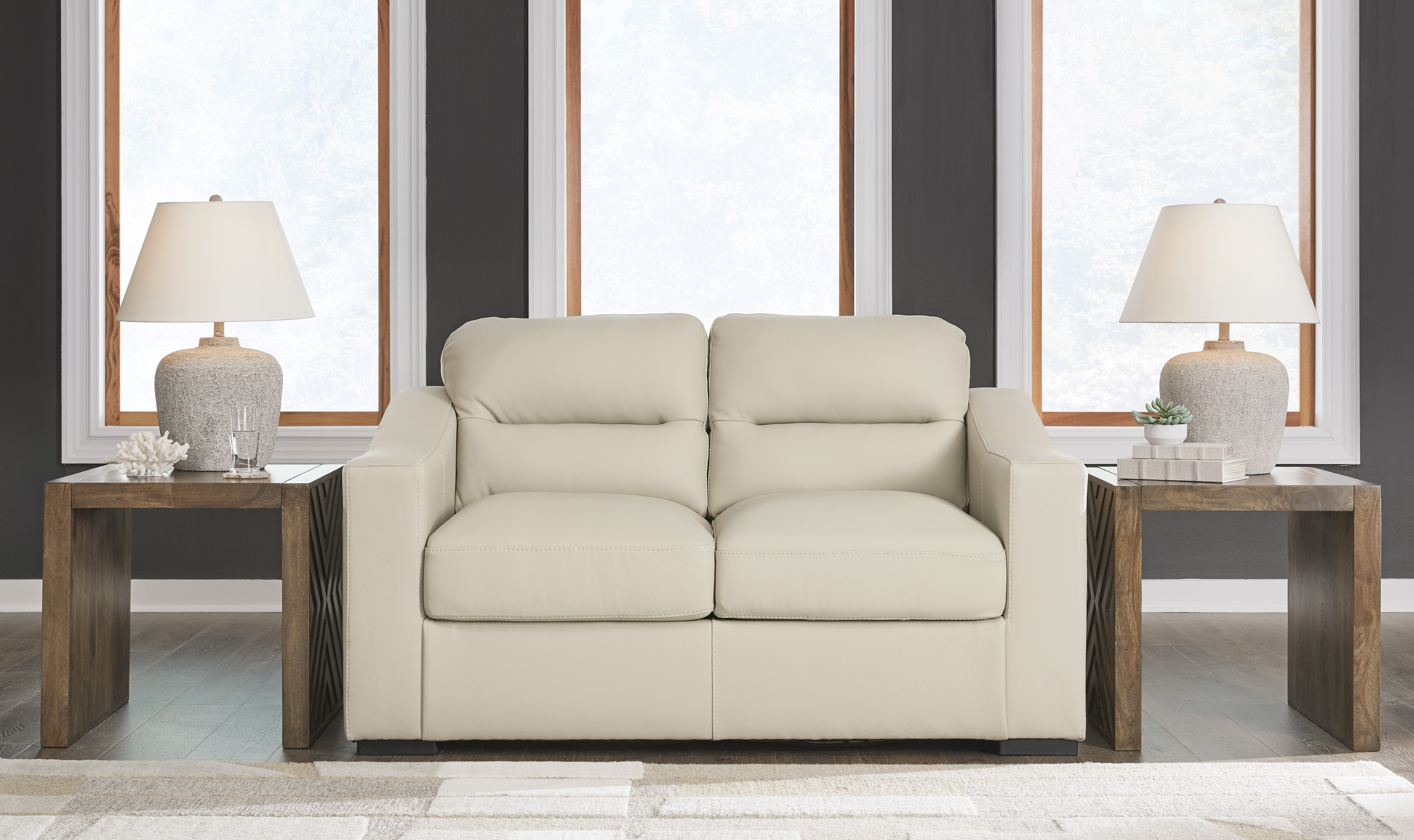 Modern Heritage Treasure Trove Leather Living Room Set in Almond