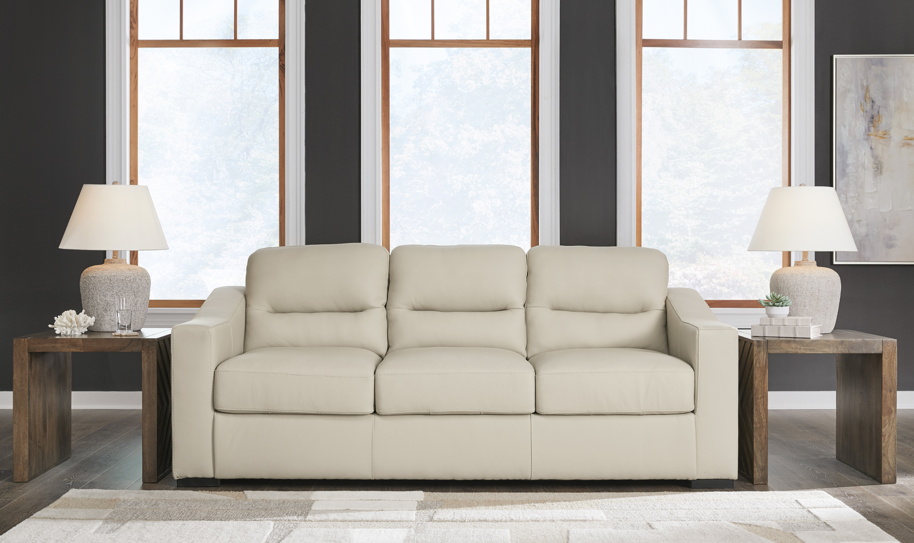 Modern Heritage Treasure Trove Leather Living Room Set in Almond