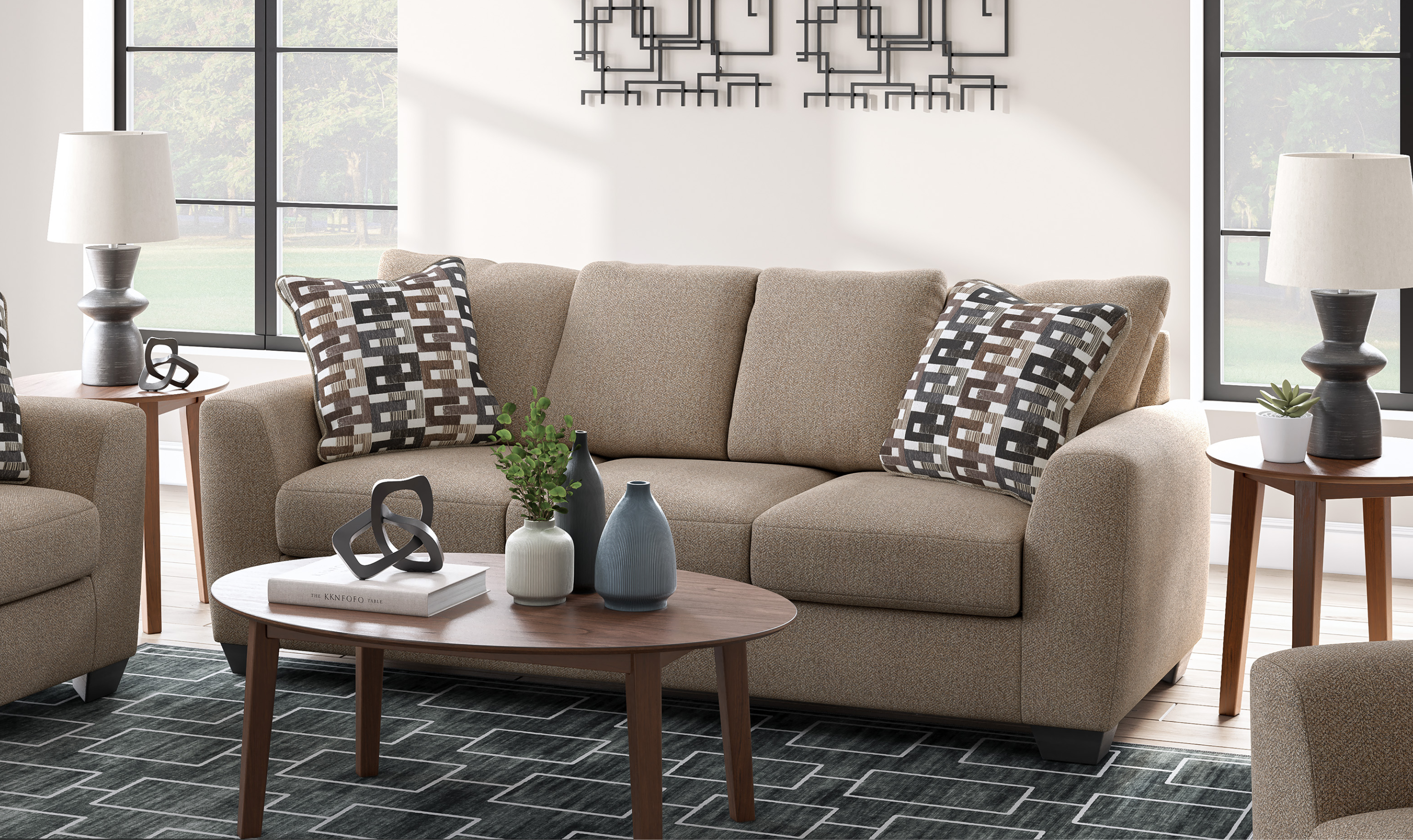 Modern Heritage Triston-Peaks Suede Fabric Queen Sleeper Sofa